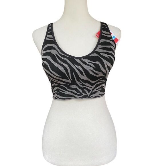 PUMA Gray and Black Zebra Cross-back Sports Bra - Picture 3 of 12